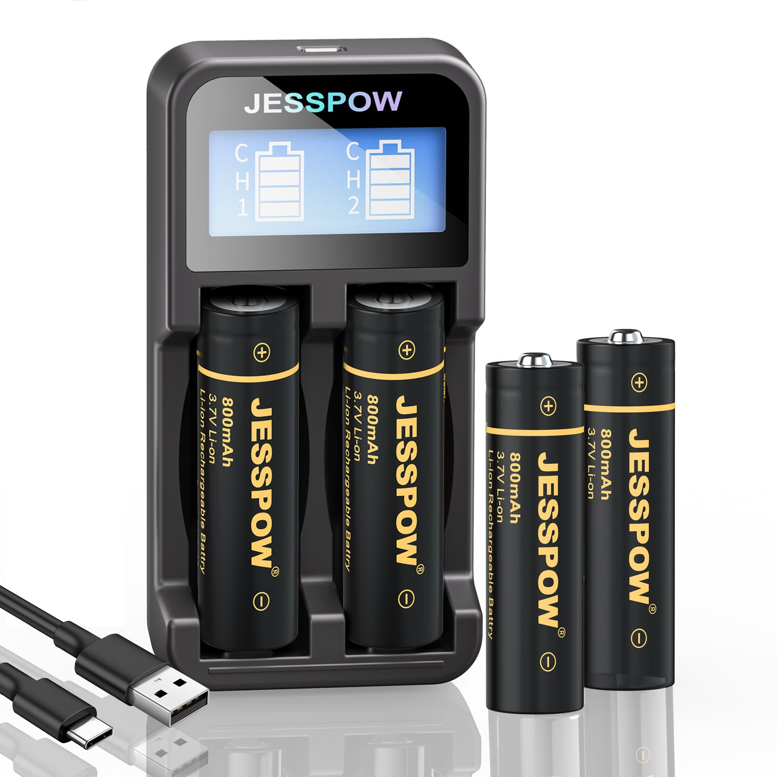 14500 Rechargeable Battery Lithium with Charger-4 Pack – JESSPOW BATTERY
