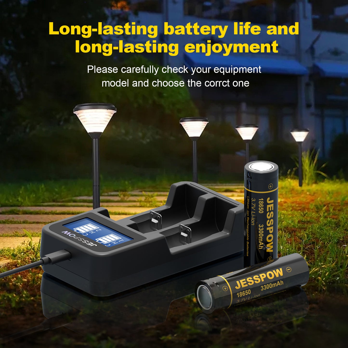 18650 2 Pack 3.7V Rechargeable Battery with Charger