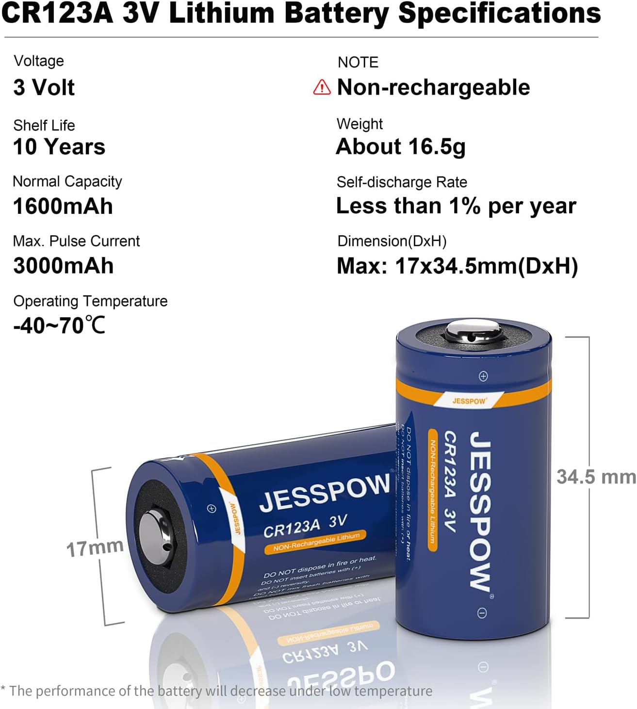 CR123A 3V Lithium Battery - 24 Pack