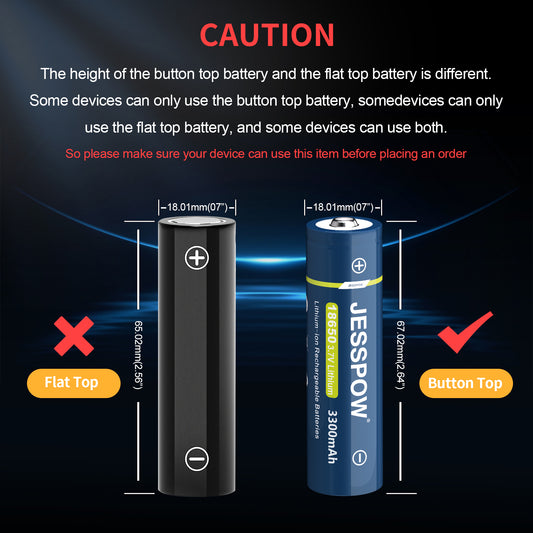 18650 Button Top Rechargeable Battery - 4 Pack