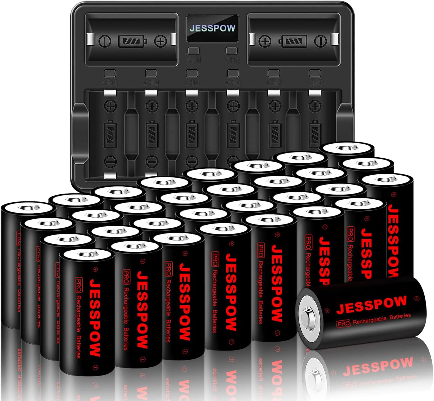 CR123A 32 Pack 3.7V Rechargeable Battery with Charger