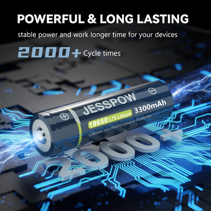 18650 2 Pack Button Top Rechargeable Battery with Charger