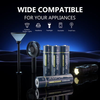 18650 Button Top Rechargeable Battery - 4 Pack