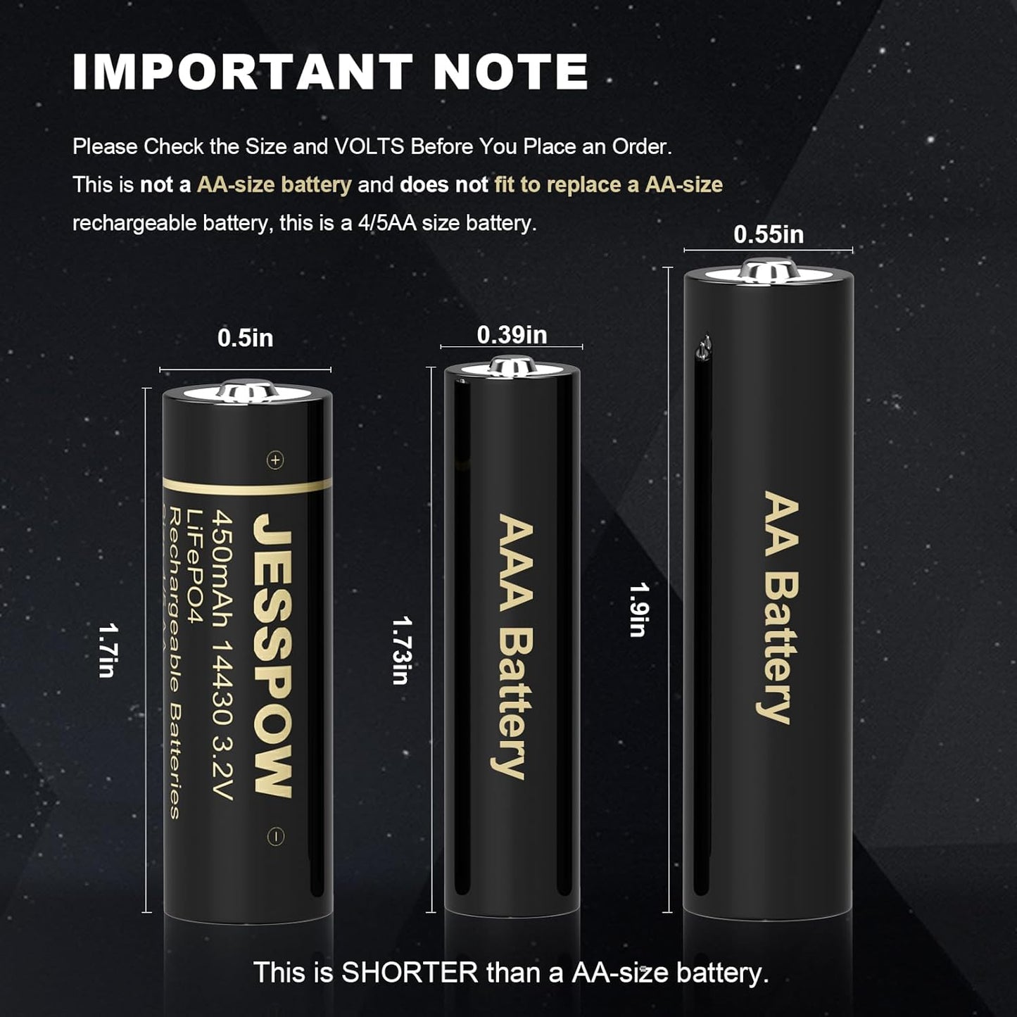 14430 Rechargeable Solar Battery 3.2V - 4 Pack