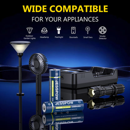 18650 2 Pack Button Top Rechargeable Battery with Charger