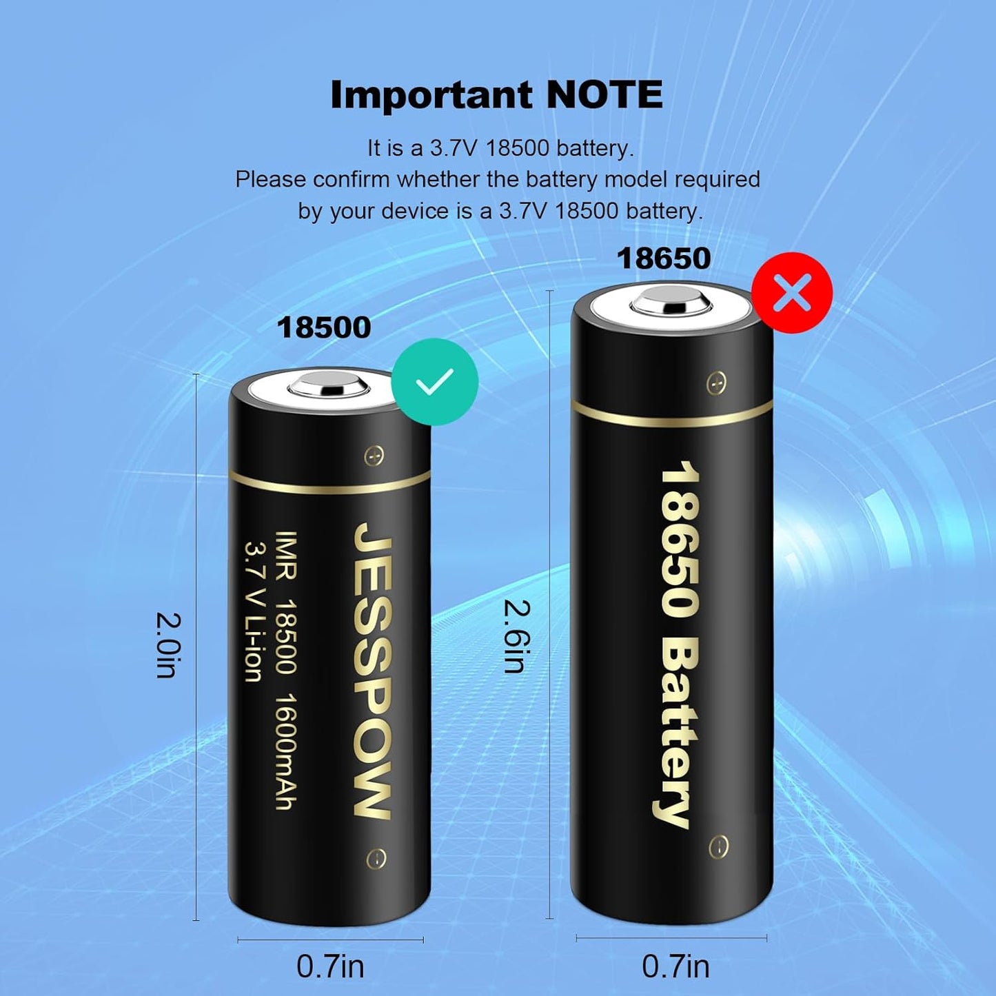 18500 Rechargeable Battery 3.7V - 8 Pack