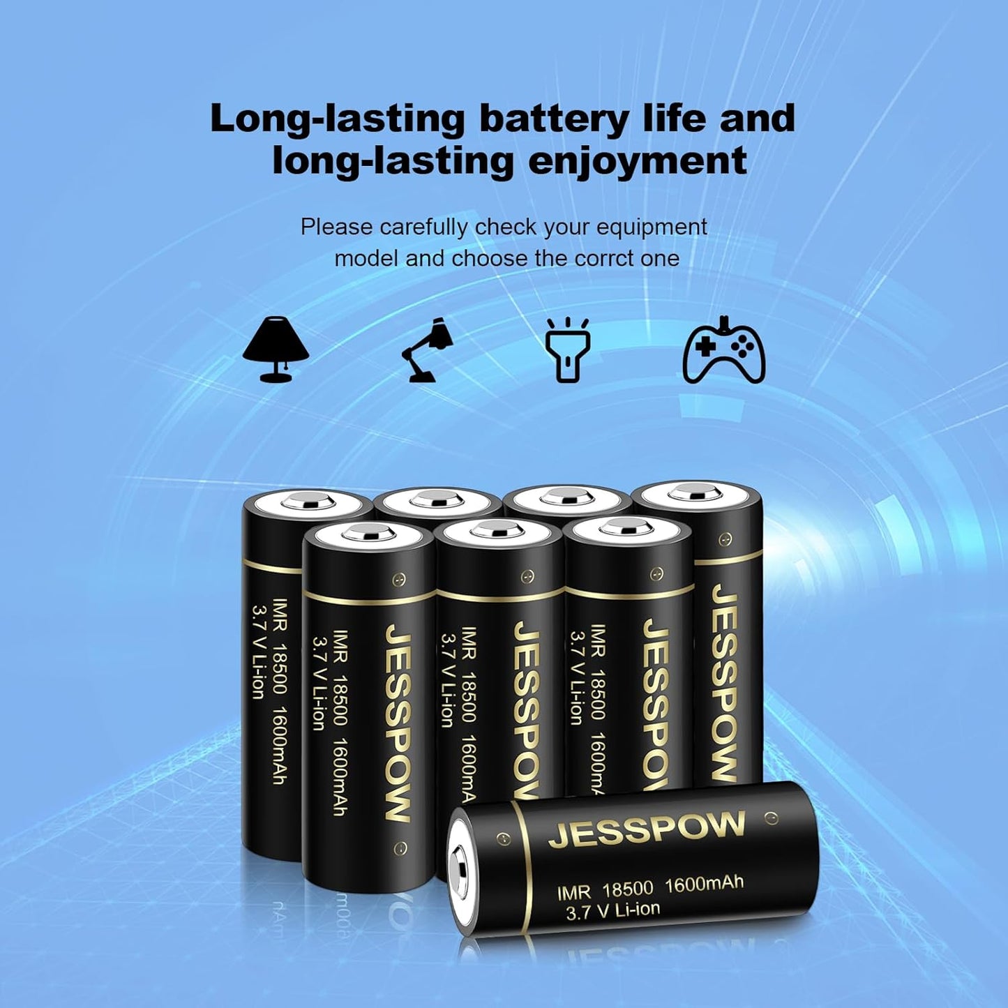 18500 Rechargeable Battery 3.7V - 8 Pack