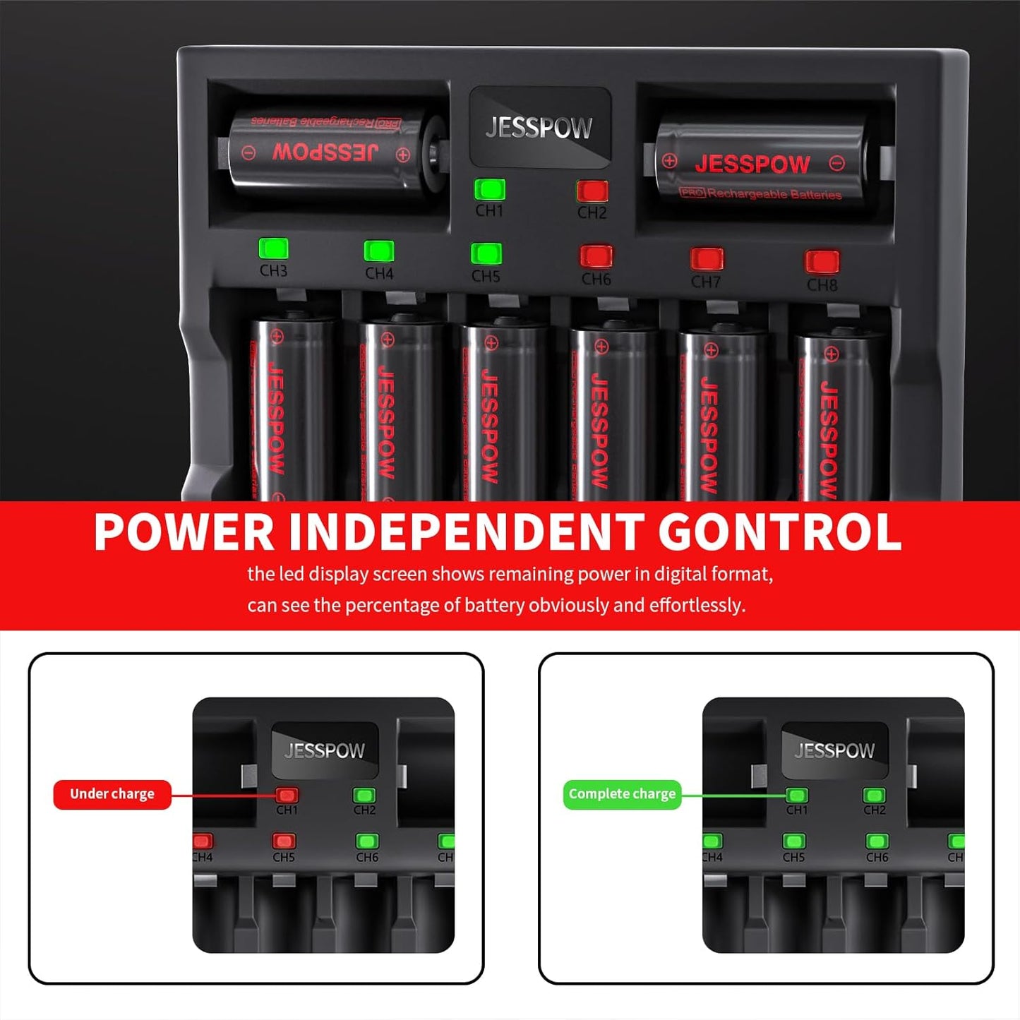 CR123A 16 Pack 3.7V Rechargeable Battery with Charger