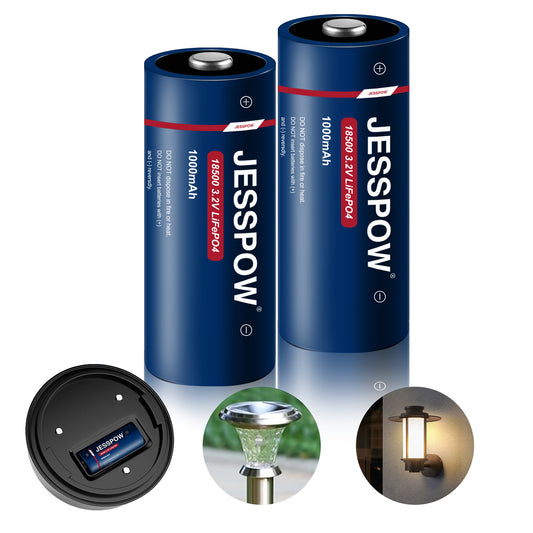 18500 Rechargeable Solar Battery 3.2V - 2 Pack