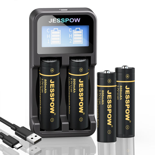 14500 Rechargeable Battery Lithium with Charger-4 Pack