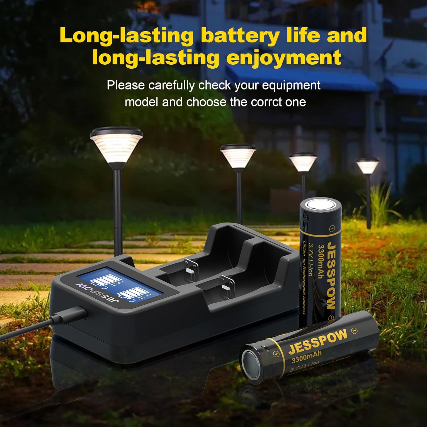 18650 4 Pack 3.7V Rechargeable Battery with Charger JESSPOW BATTERY 18650 4 Pack 3.7V Rechargeable Battery with Charger JESSPOW BATTERY