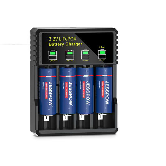 18500 4 Pack 3.2V Rechargeable Battery with Charger