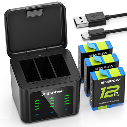 Battery Charger for GoPro Hero 12 11 10 9-3Pack