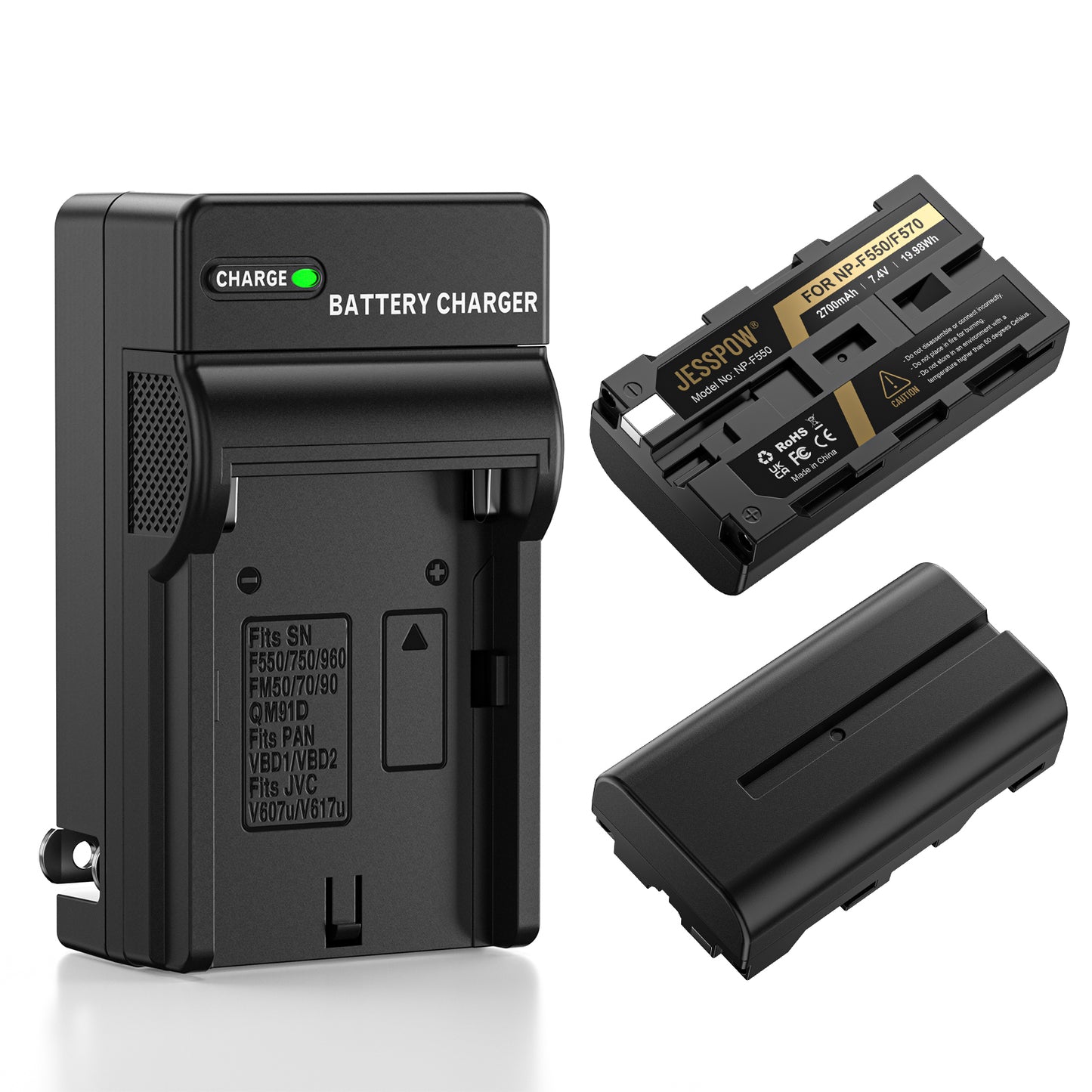 NP-F550 Battery and Wall Charger-2Pack