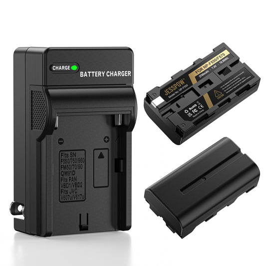 NP-F550 Battery and Wall Charger-2Pack