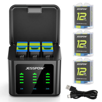 Battery Charger for GoPro Hero 12 11 10 9-3Pack