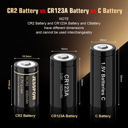 CR2 8 Pack 3.7V Rechargeable Battery with Charger