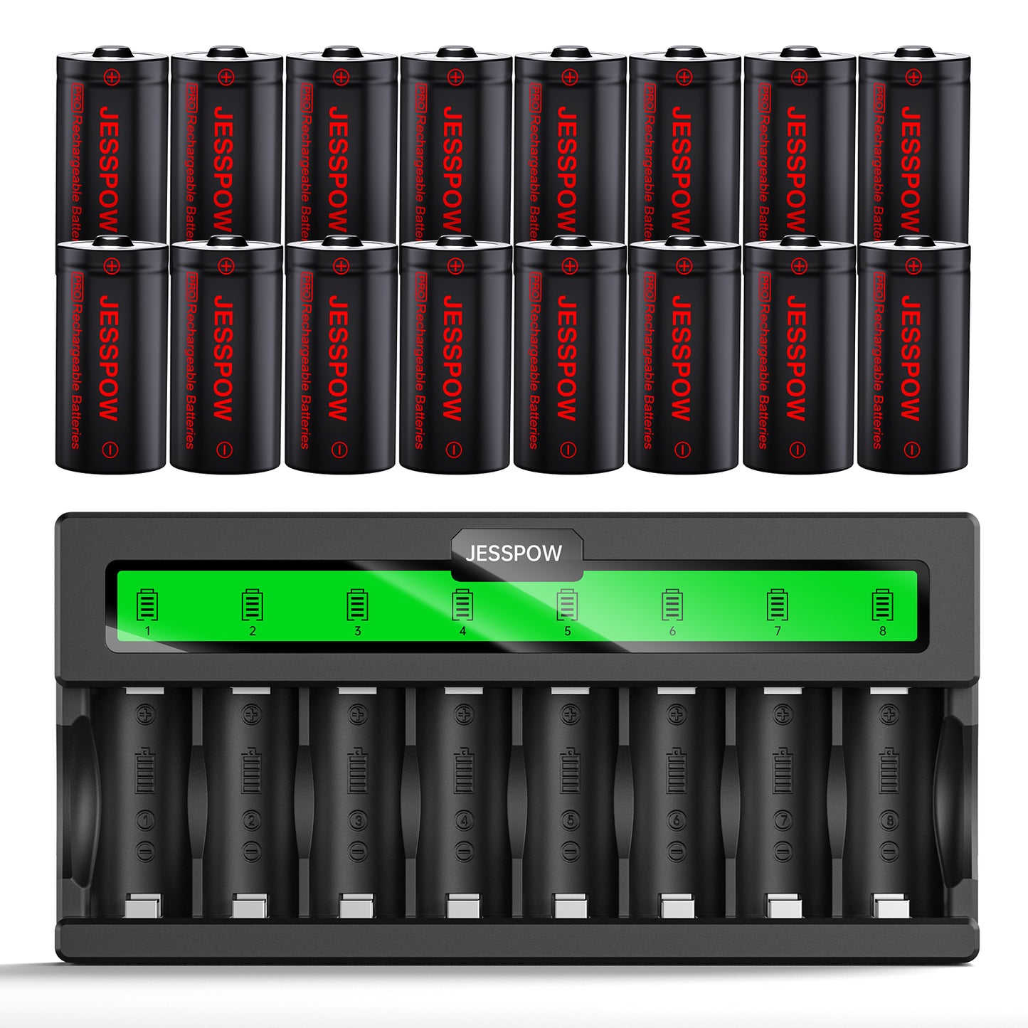 CR123A 16 Pack 3.7V Rechargeable Battery with Charger