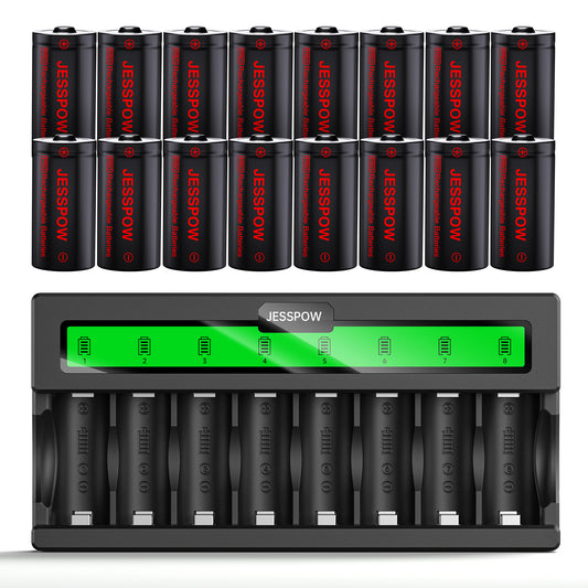 CR123A 16 Pack 3.7V Rechargeable Battery with Charger