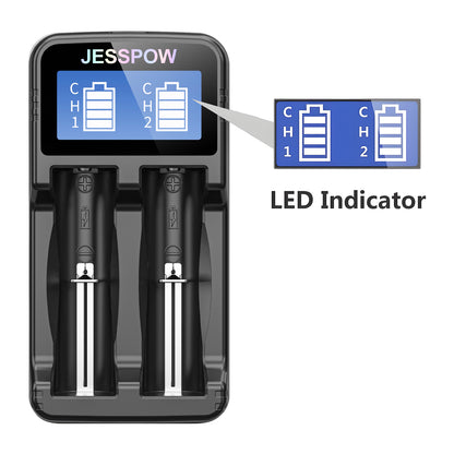 18500 4 Pack 3.7V Rechargeable Battery with Charger