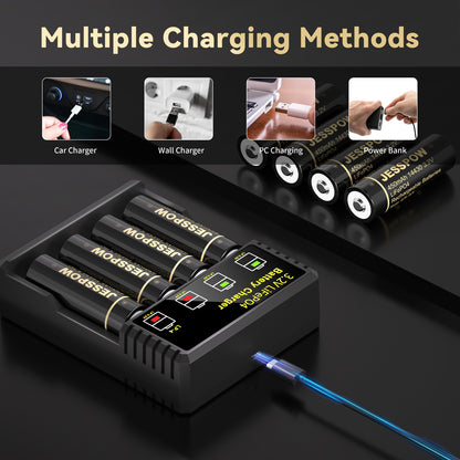 14430 3.2V 8 Pack Rechargeable Solar Battery with Charger