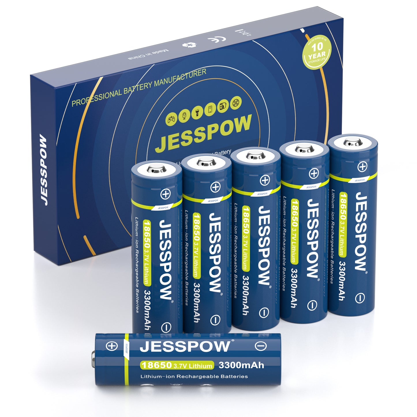18650 Button Top Rechargeable Battery - 6 Pack