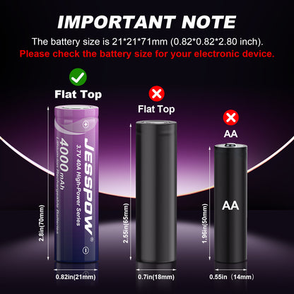 4Pack 21700 3.7 V 40A Rechargeable Batteries