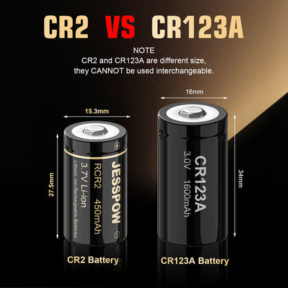 CR2 8 Pack 3.7V Rechargeable Battery with Charger