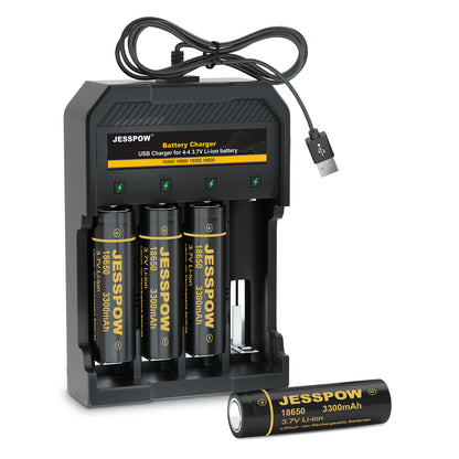 18650 4 Pack 3.7V Rechargeable Battery with 4 Slot-Charger