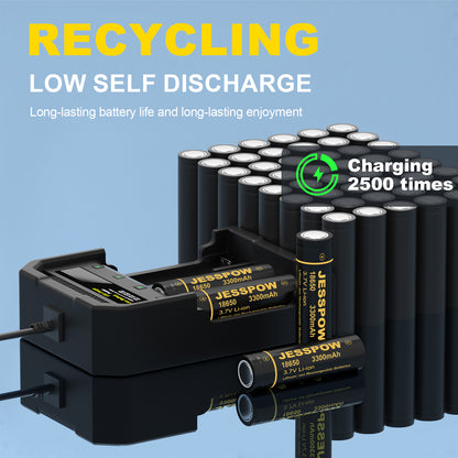 18650 6 Pack 3.7V Rechargeable Battery with 4 Slot-Charger