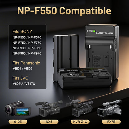 NP-F550 Battery and Wall Charger-2Pack
