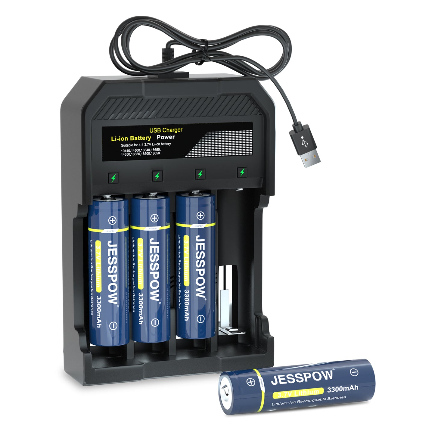 18650 4 Pack Button Top Rechargeable Battery with 4 Slot-Charger