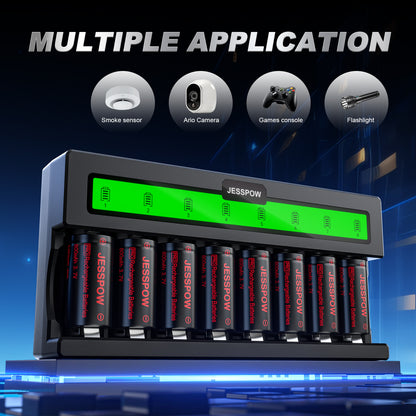CR123A 16 Pack 3.7V Rechargeable Battery with Charger