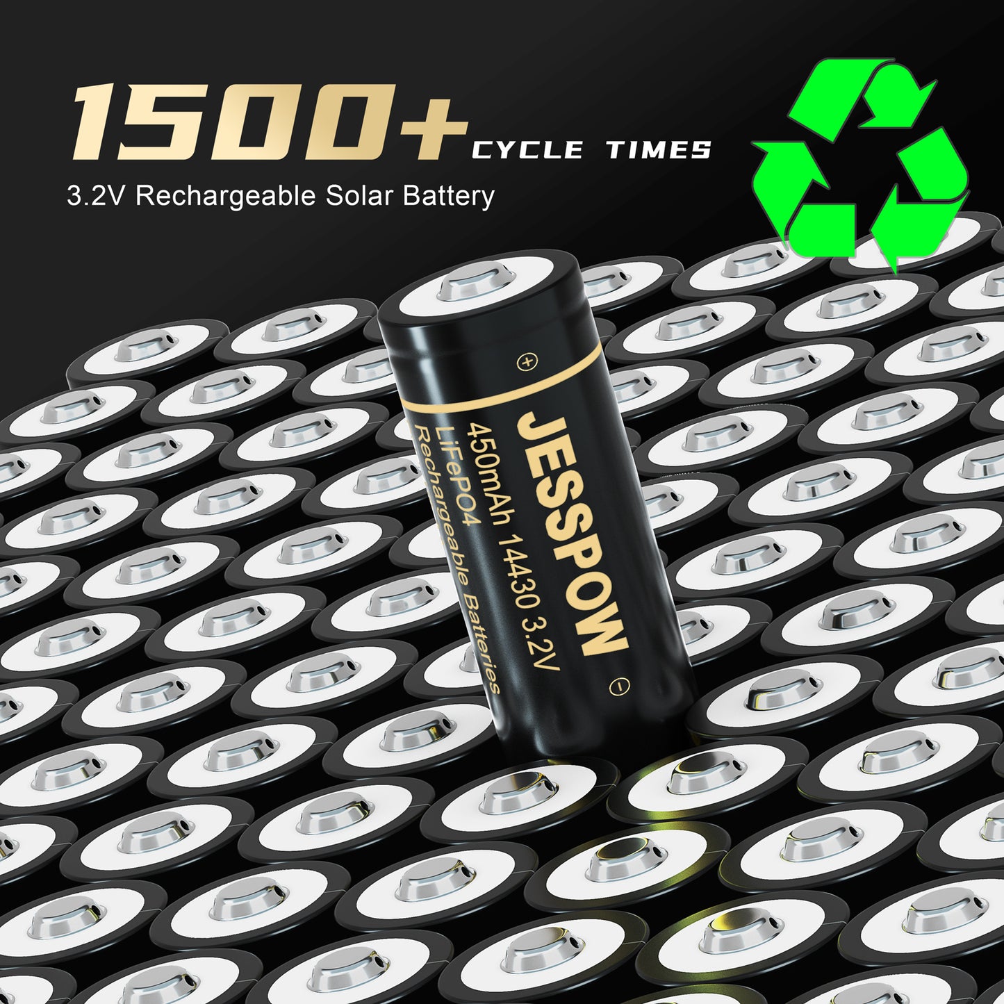 14430 3.2V 8 Pack Rechargeable Solar Battery with Charger