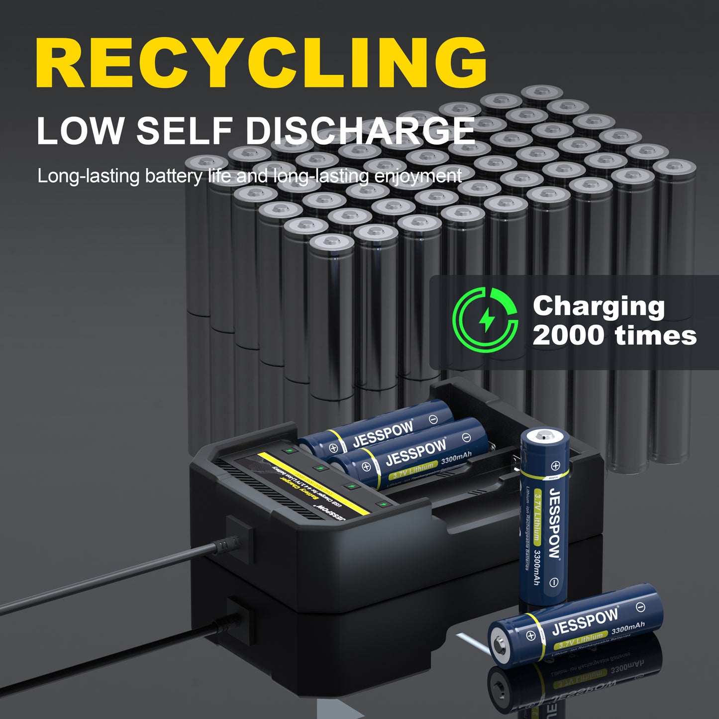 18650 4 Pack Button Top Rechargeable Battery with 4 Slot-Charger
