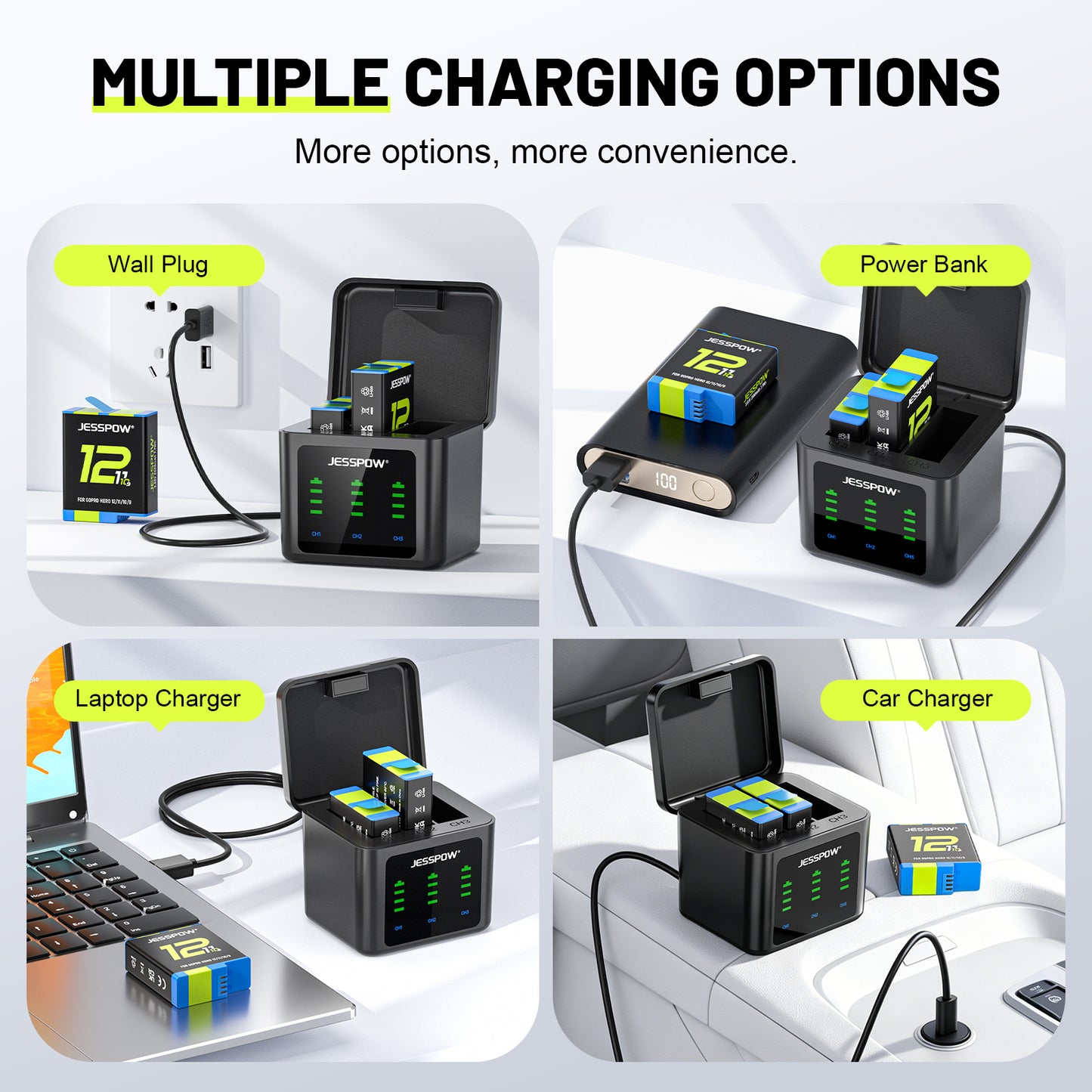 Battery Charger for GoPro Hero 12 11 10 9-3Pack