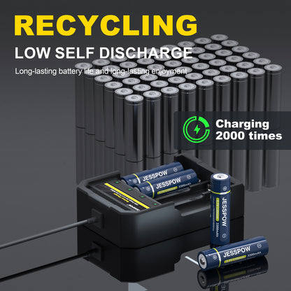 18650 6 Pack Button Top Rechargeable Battery with 4 Slot-Charger