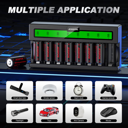 CR123A 16 Pack 3.7V Rechargeable Battery with Charger