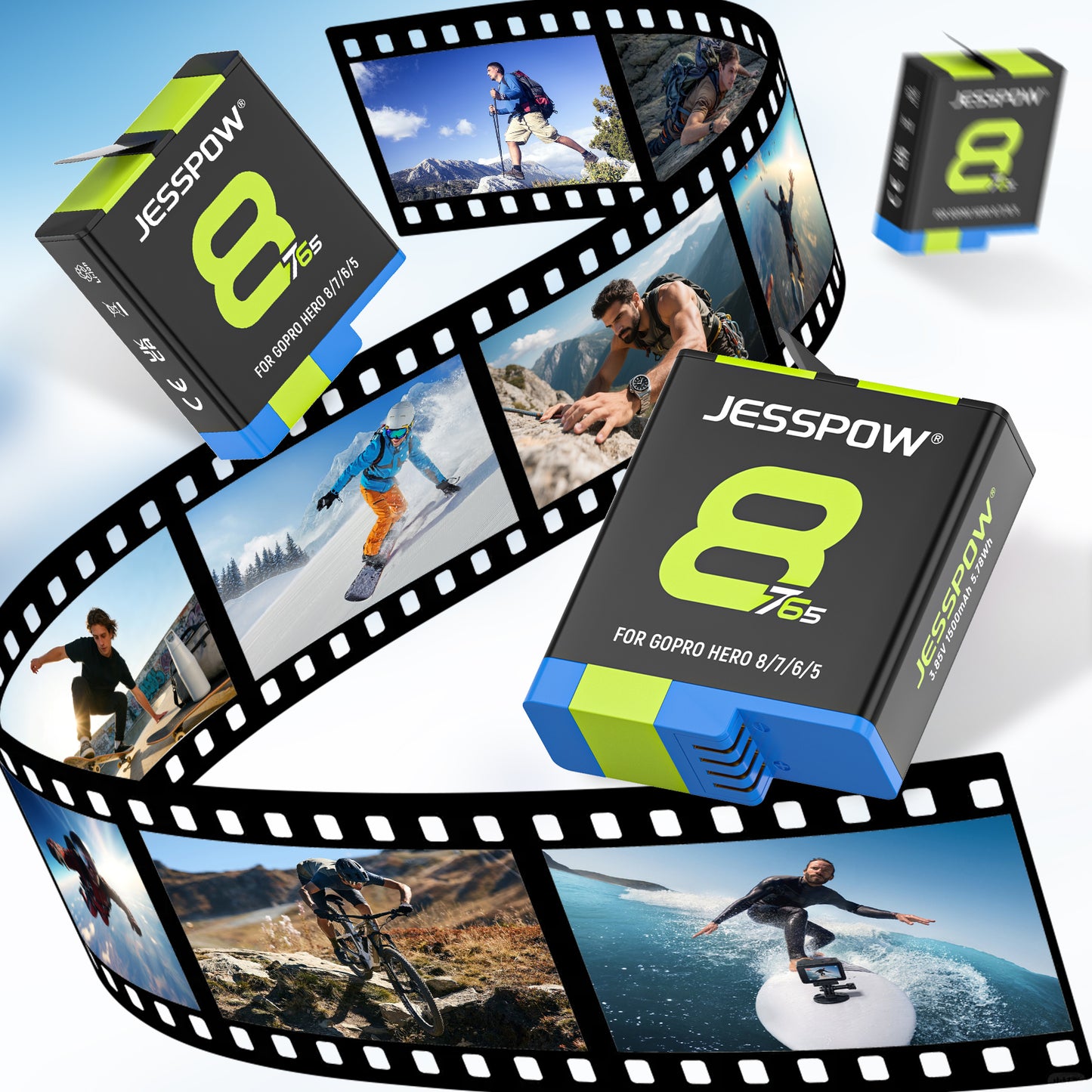 Battery for GoPro Hero 8/7/6/5 and 3-Channel LED USB Charger -3Pack