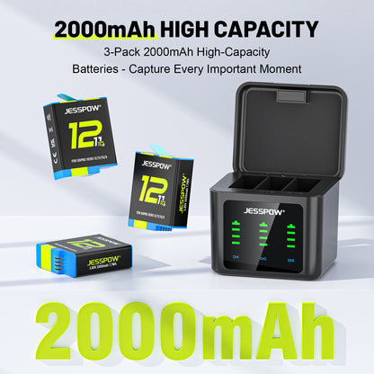 Battery Charger for GoPro Hero 12 11 10 9-3Pack