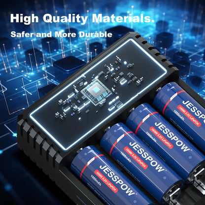 18500 4 Pack 3.2V Rechargeable Battery with Charger