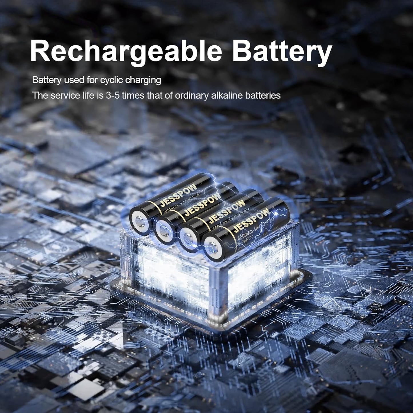 14430 Rechargeable Solar Battery 3.2V - 4 Pack
