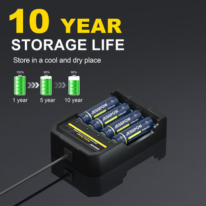 18650 4 Pack Button Top Rechargeable Battery with 4 Slot-Charger