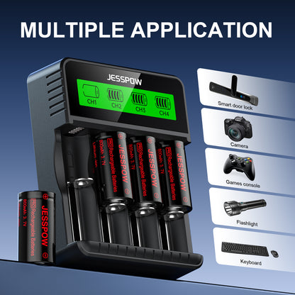 CR123A 8 Pack 3.7V Rechargeable Battery with Charger