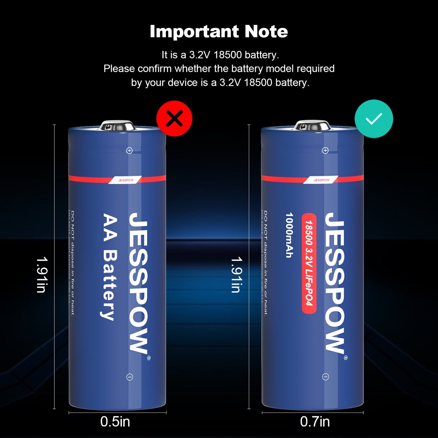 18500 4 Pack 3.2V Rechargeable Battery with Charger