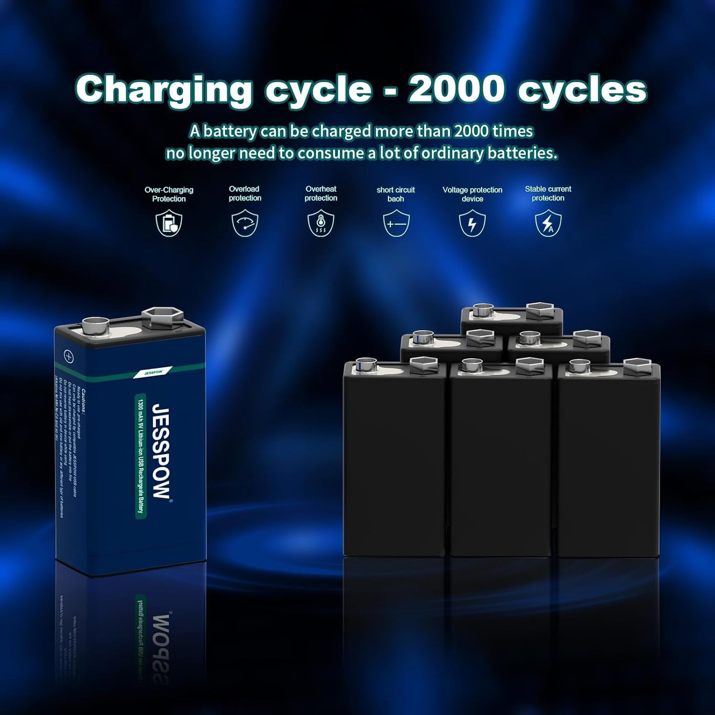 9V Rechargeable Battery - 8 Pack