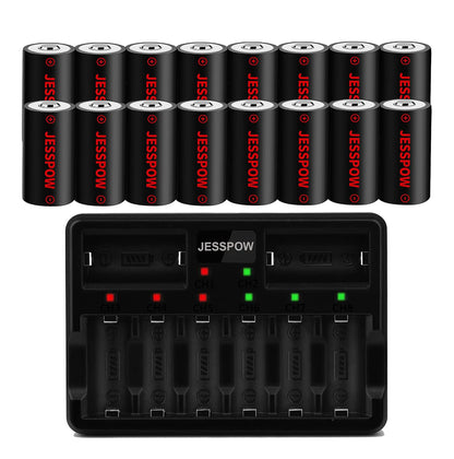 CR123A 16 Pack 3.7V Rechargeable Battery with Charger