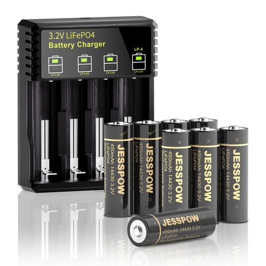 14430 3.2V 8 Pack Rechargeable Solar Battery with Charger