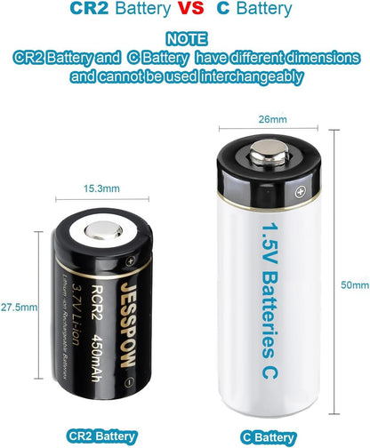 CR2 8 Pack 3.7V Rechargeable Battery with Charger