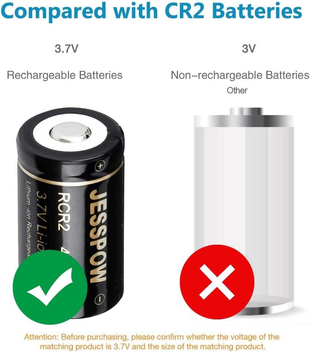 CR2 8 Pack 3.7V Rechargeable Battery with Charger